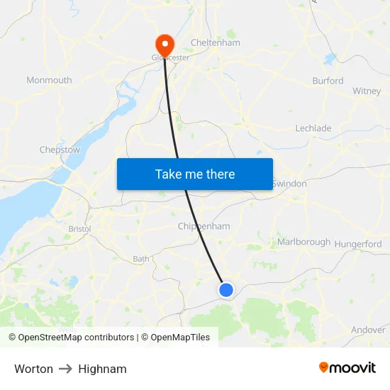 Worton to Highnam map