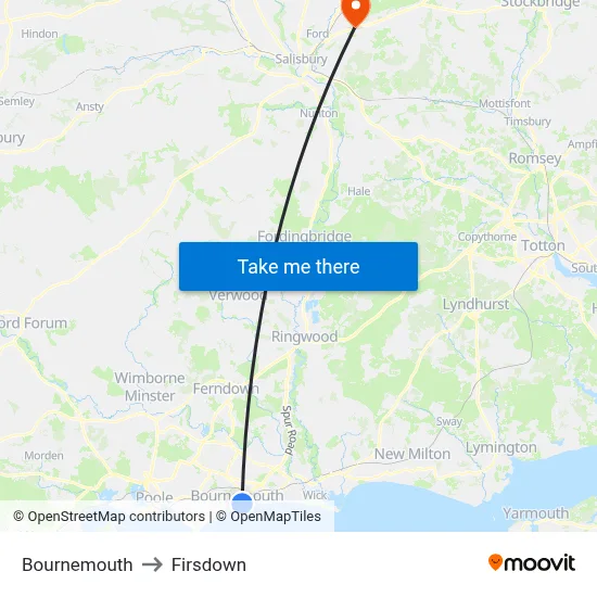 Bournemouth to Firsdown map