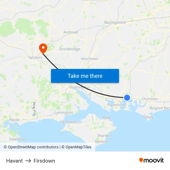 Havant to Firsdown map