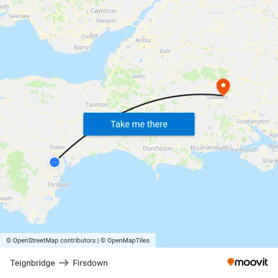 Teignbridge to Firsdown map