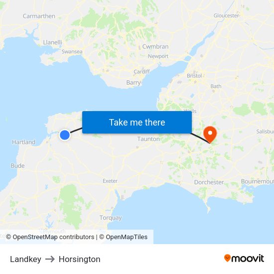 Landkey to Horsington map