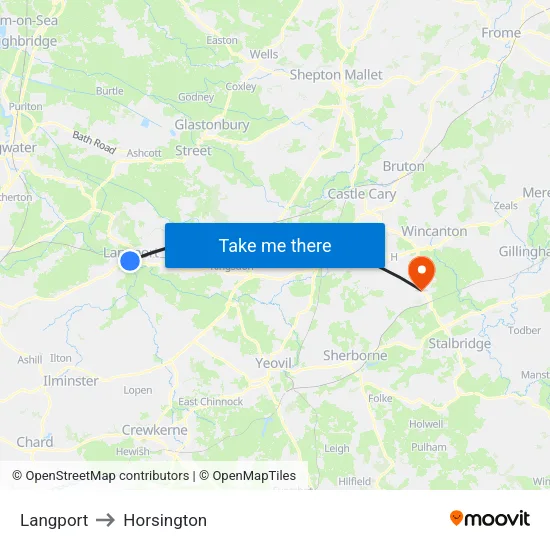 Langport to Horsington map