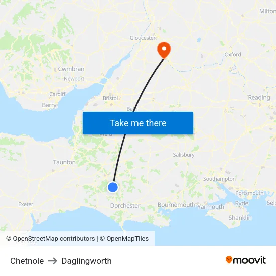 Chetnole to Daglingworth map