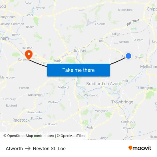 Atworth to Newton St. Loe map