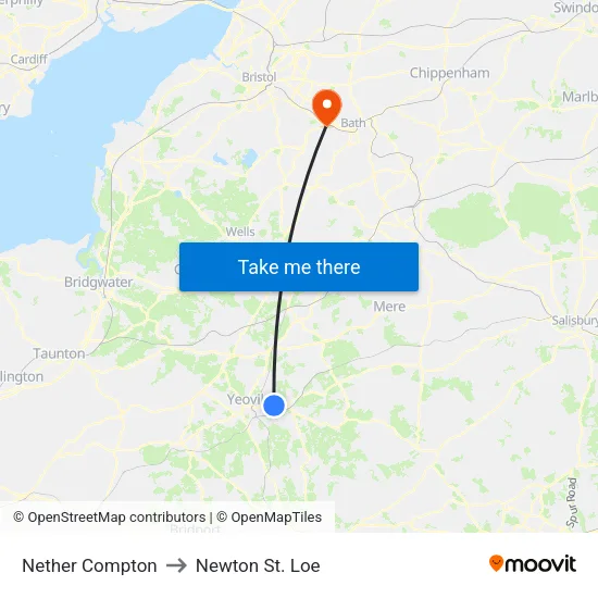 Nether Compton to Newton St. Loe map