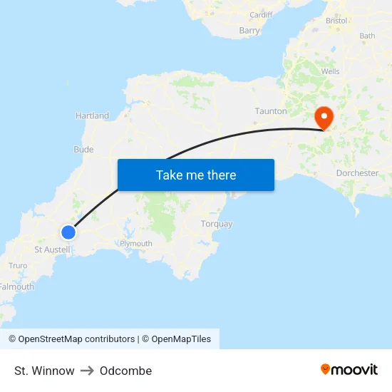 St. Winnow to Odcombe map