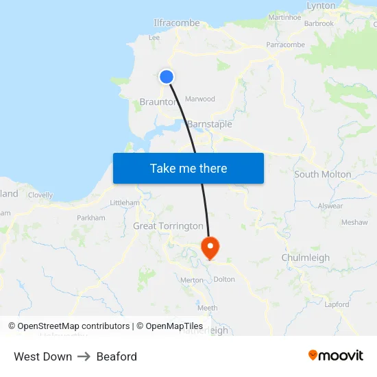 West Down to Beaford map