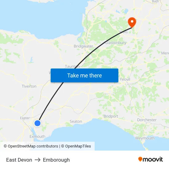 East Devon to Emborough map