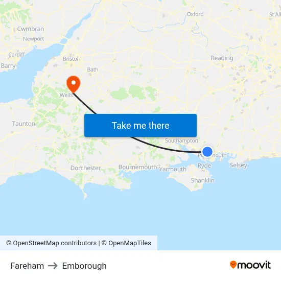 Fareham to Emborough map