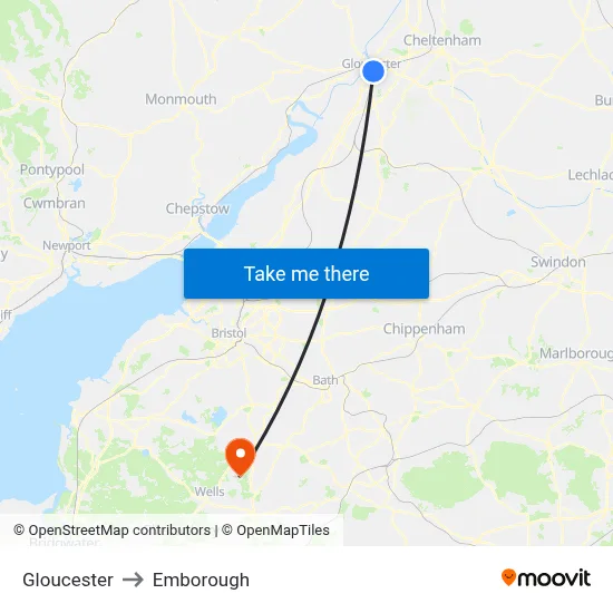 Gloucester to Emborough map