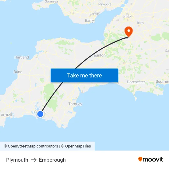 Plymouth to Emborough map