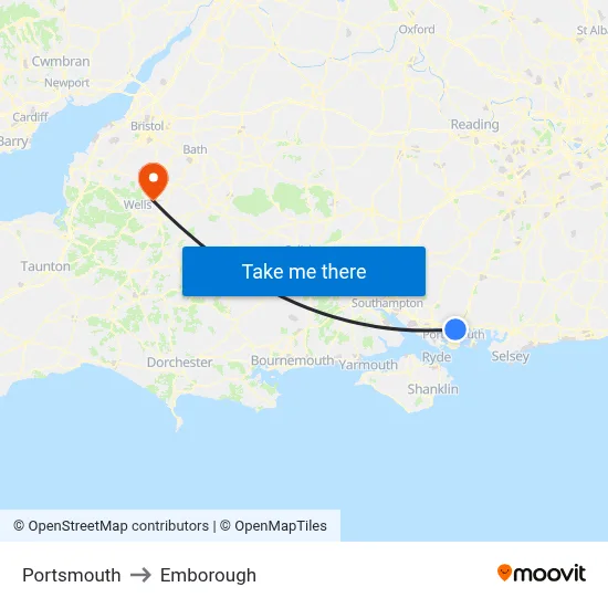 Portsmouth to Emborough map