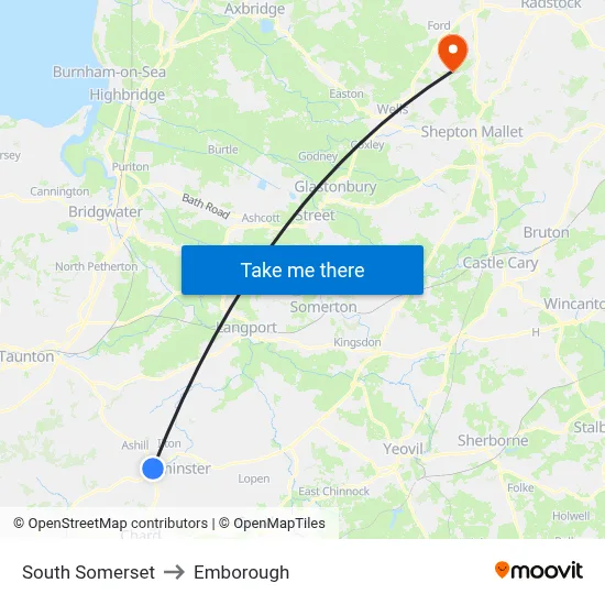 South Somerset to Emborough map