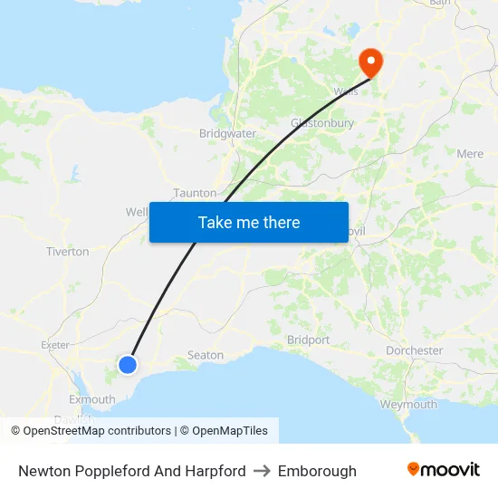 Newton Poppleford And Harpford to Emborough map