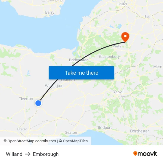 Willand to Emborough map