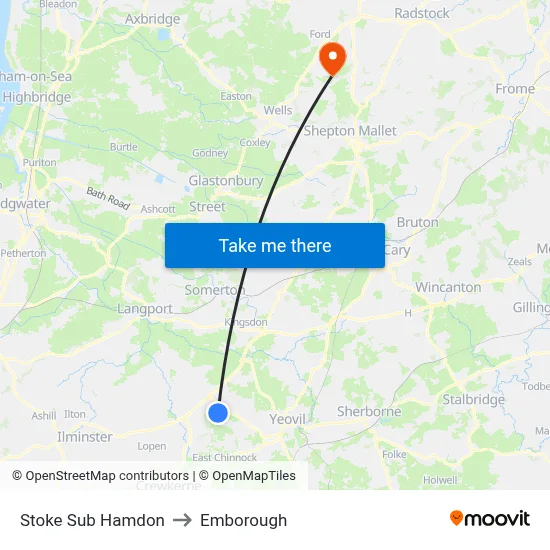 Stoke Sub Hamdon to Emborough map