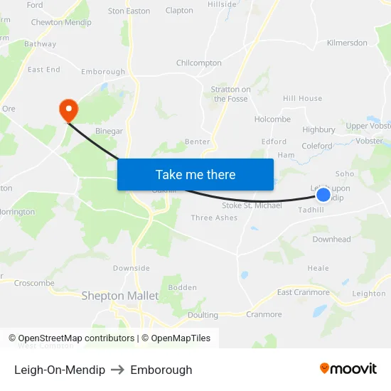 Leigh-On-Mendip to Emborough map