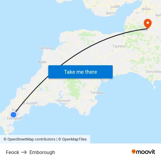 Feock to Emborough map