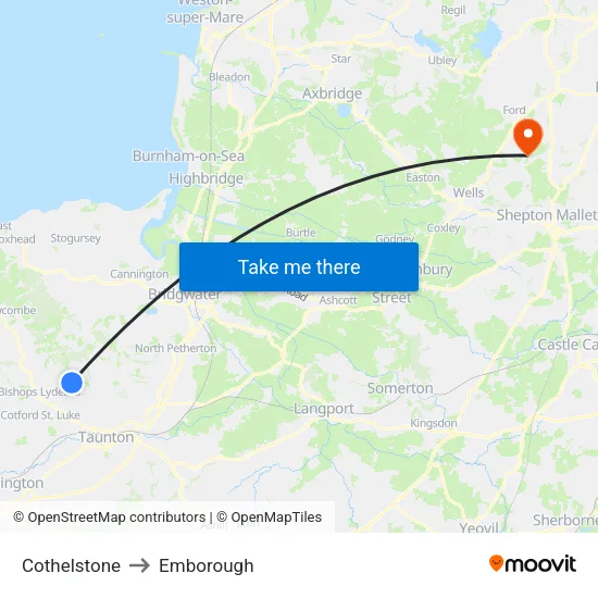 Cothelstone to Emborough map