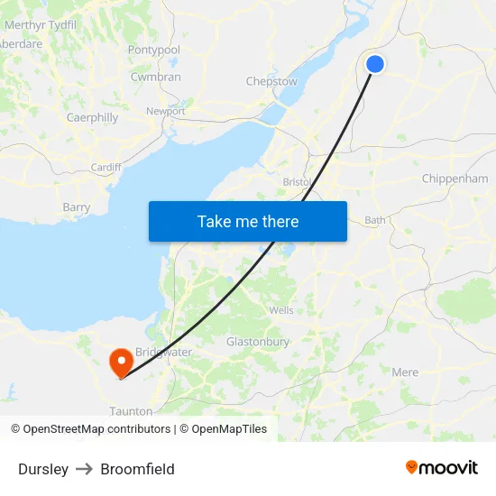 Dursley to Broomfield map