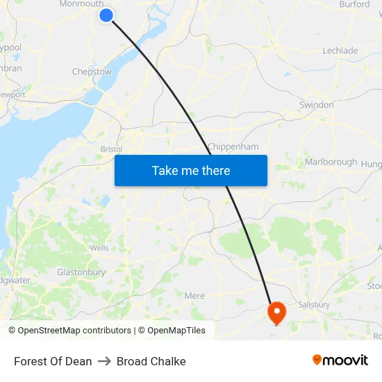 Forest Of Dean to Broad Chalke map