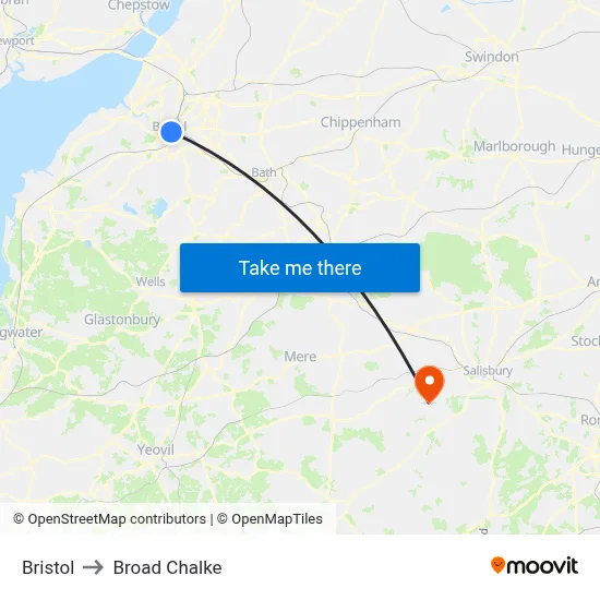 Bristol to Broad Chalke map