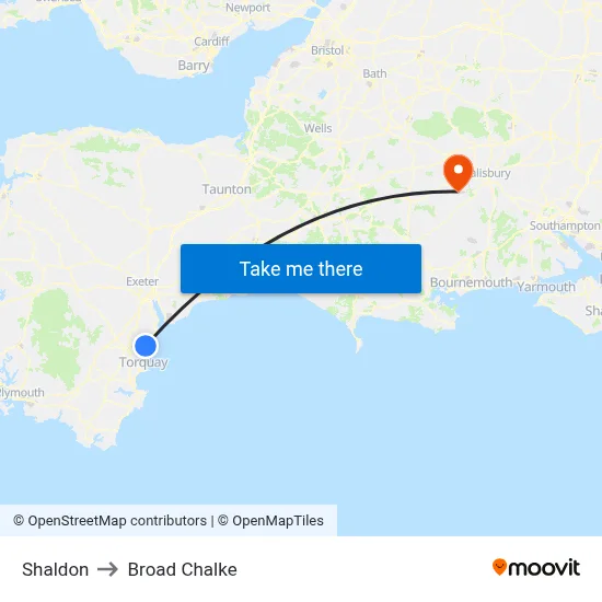 Shaldon to Broad Chalke map