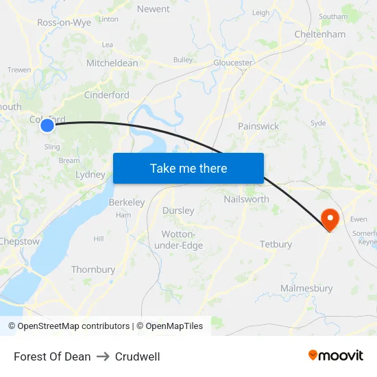 Forest Of Dean to Crudwell map