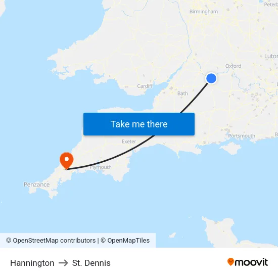Hannington to St. Dennis map