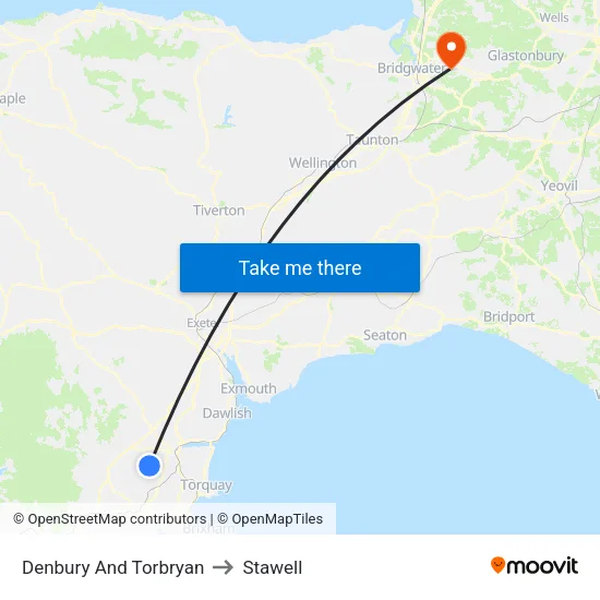 Denbury And Torbryan to Stawell map