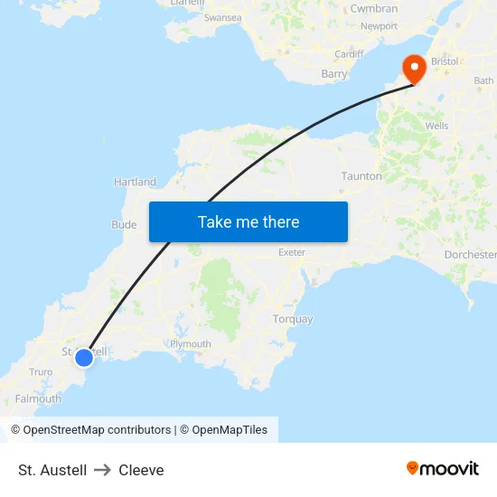 St. Austell to Cleeve map
