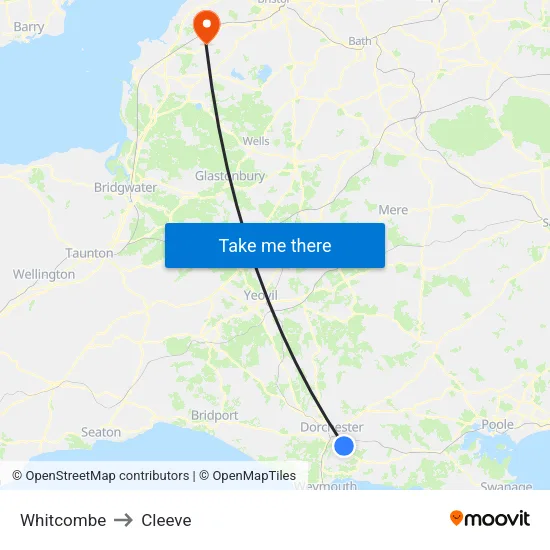 Whitcombe to Cleeve map