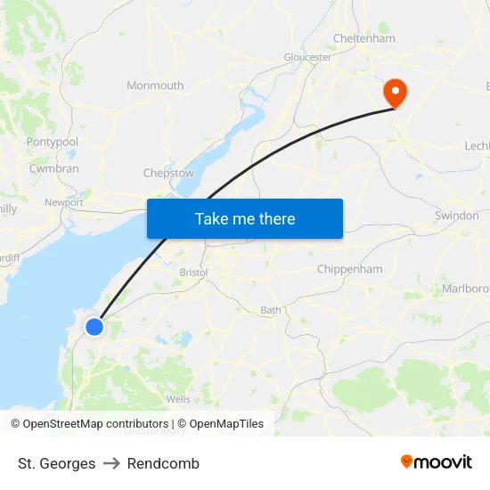 St. Georges to Rendcomb map