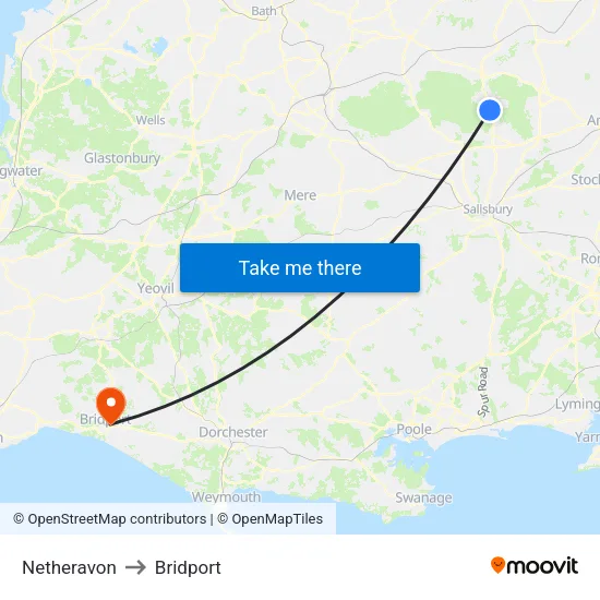 Netheravon to Bridport map