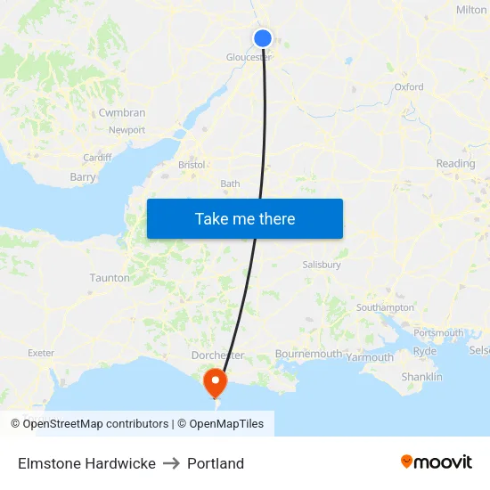 Elmstone Hardwicke to Portland map