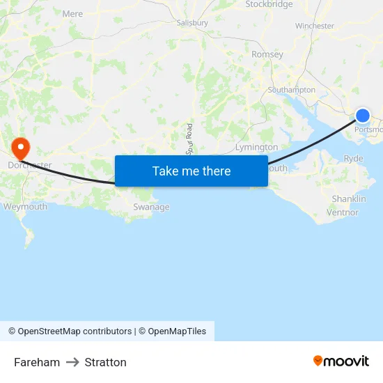 Fareham to Stratton map