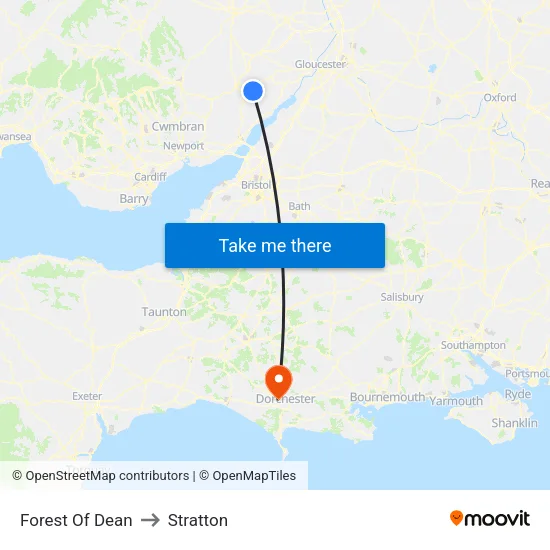 Forest Of Dean to Stratton map