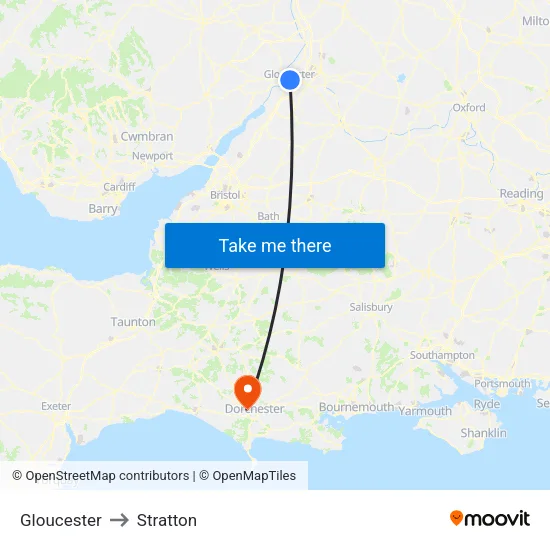 Gloucester to Stratton map