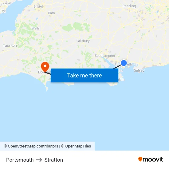 Portsmouth to Stratton map