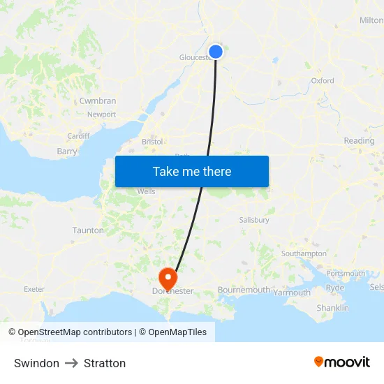 Swindon to Stratton map