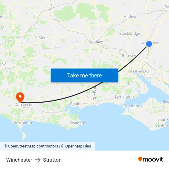 Winchester to Stratton map
