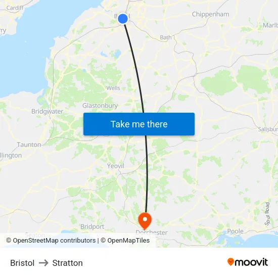 Bristol to Stratton map
