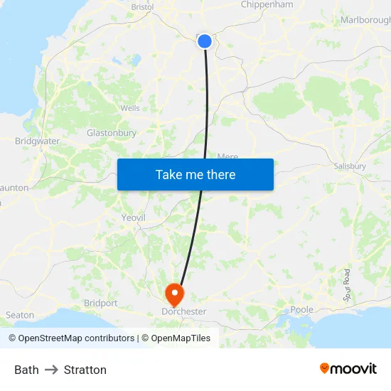 Bath to Stratton map