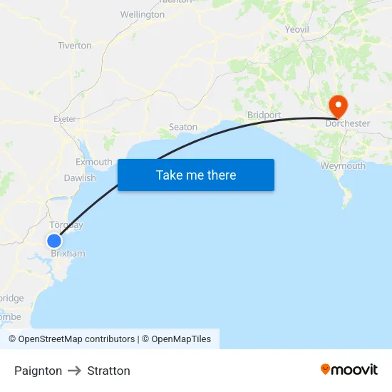 Paignton to Stratton map