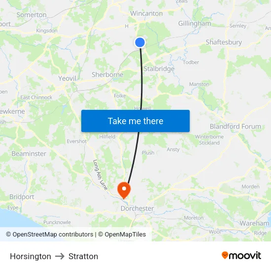 Horsington to Stratton map
