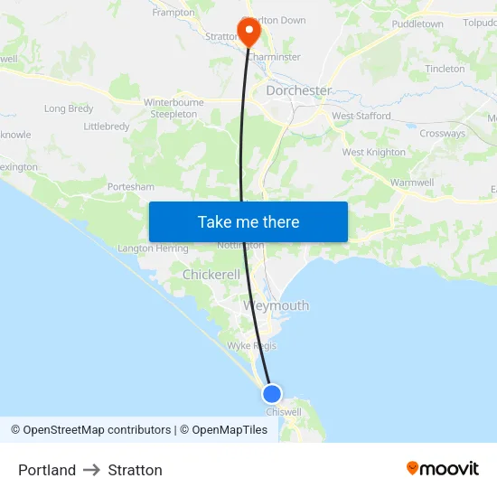 Portland to Stratton map