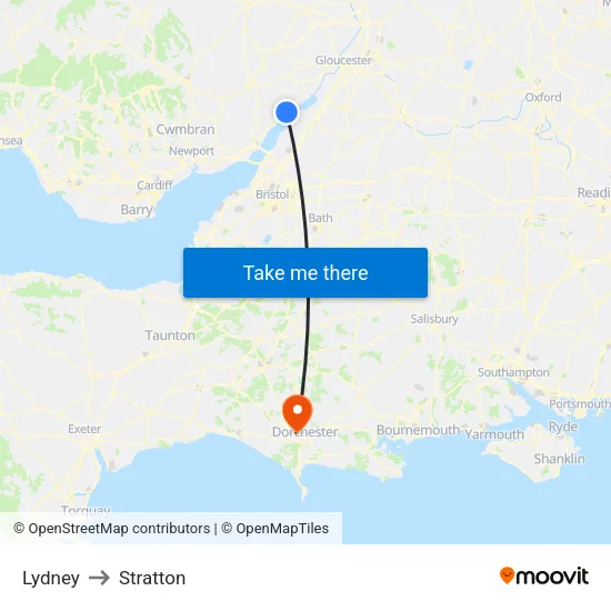 Lydney to Stratton map