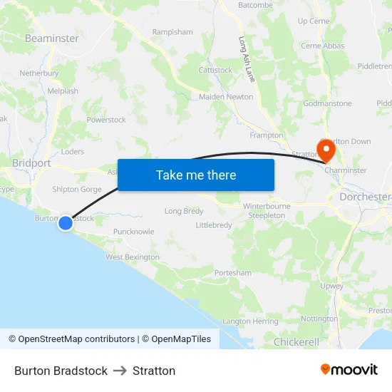 Burton Bradstock to Stratton map