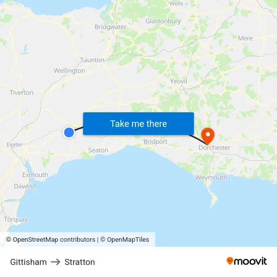 Gittisham to Stratton map