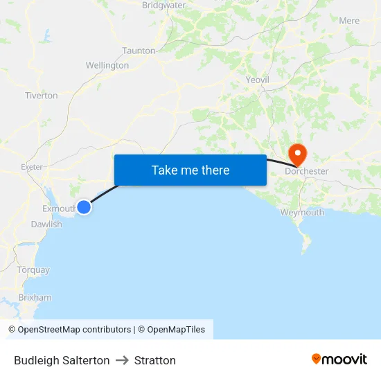 Budleigh Salterton to Stratton map